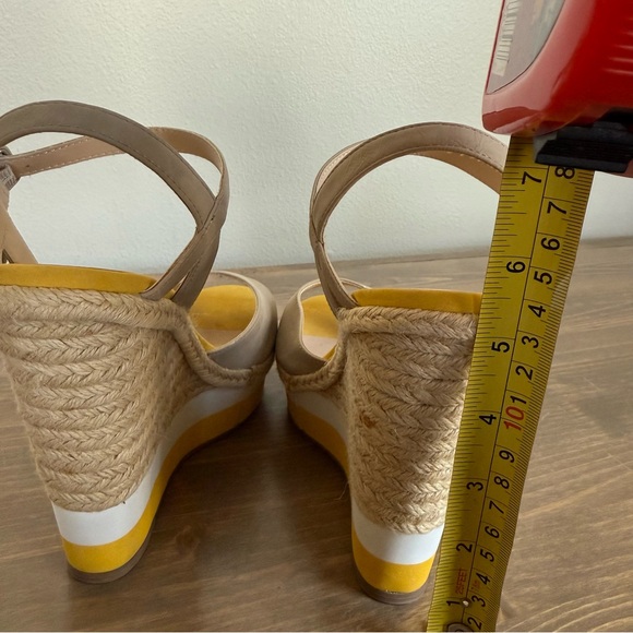 Elle Tan and Yellow Wedge Sandals - Picture 8 of 10